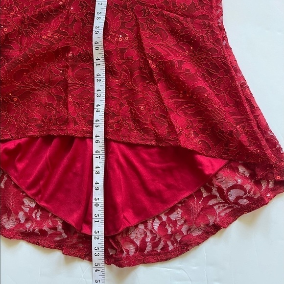 Alexa B Nites Red Formal Evening Holiday Party Prom Dress Lace Glitter Mermaid 6 - Picture 15 of 16